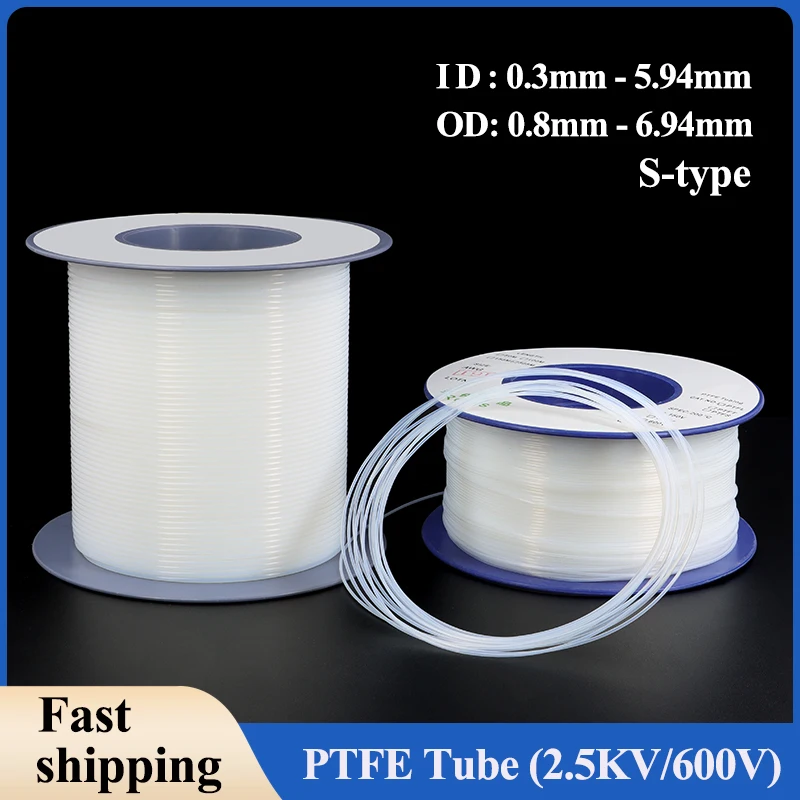 2.5KV 600V PTFE Tube ID 0.3 ~ 5.94mm F46 Insulated Capillary Heat Protector Transmit Hose Rigid Temperature Corrosion Resistance