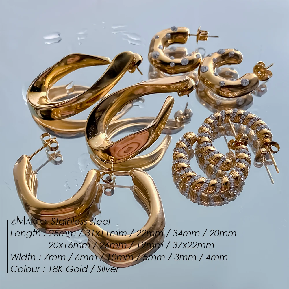 مجموعة eManco من الأقراط المصنوعة من الفولاذ المقاوم للصدأ بتصميم عتيق فاخر وعناصر اللؤلؤ والمجوهرات الأنيقة بالجملة #2