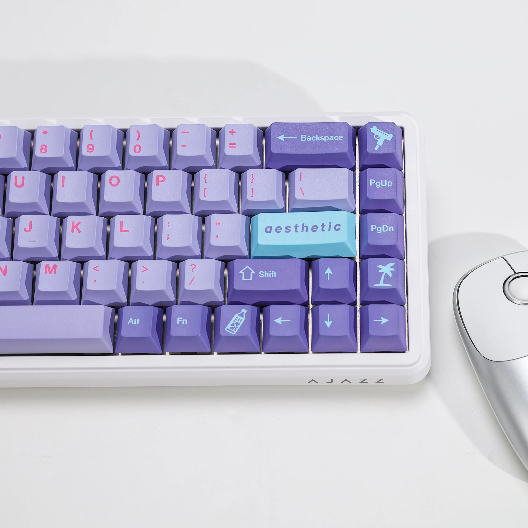 KBDiy GMK Keycaps Retro GMK Vaporwave Cherry Profile PBT Alice Keycap für 75 % magnetische Schalter Gaming Mechanisches Tastatur-Kit – Detail 9