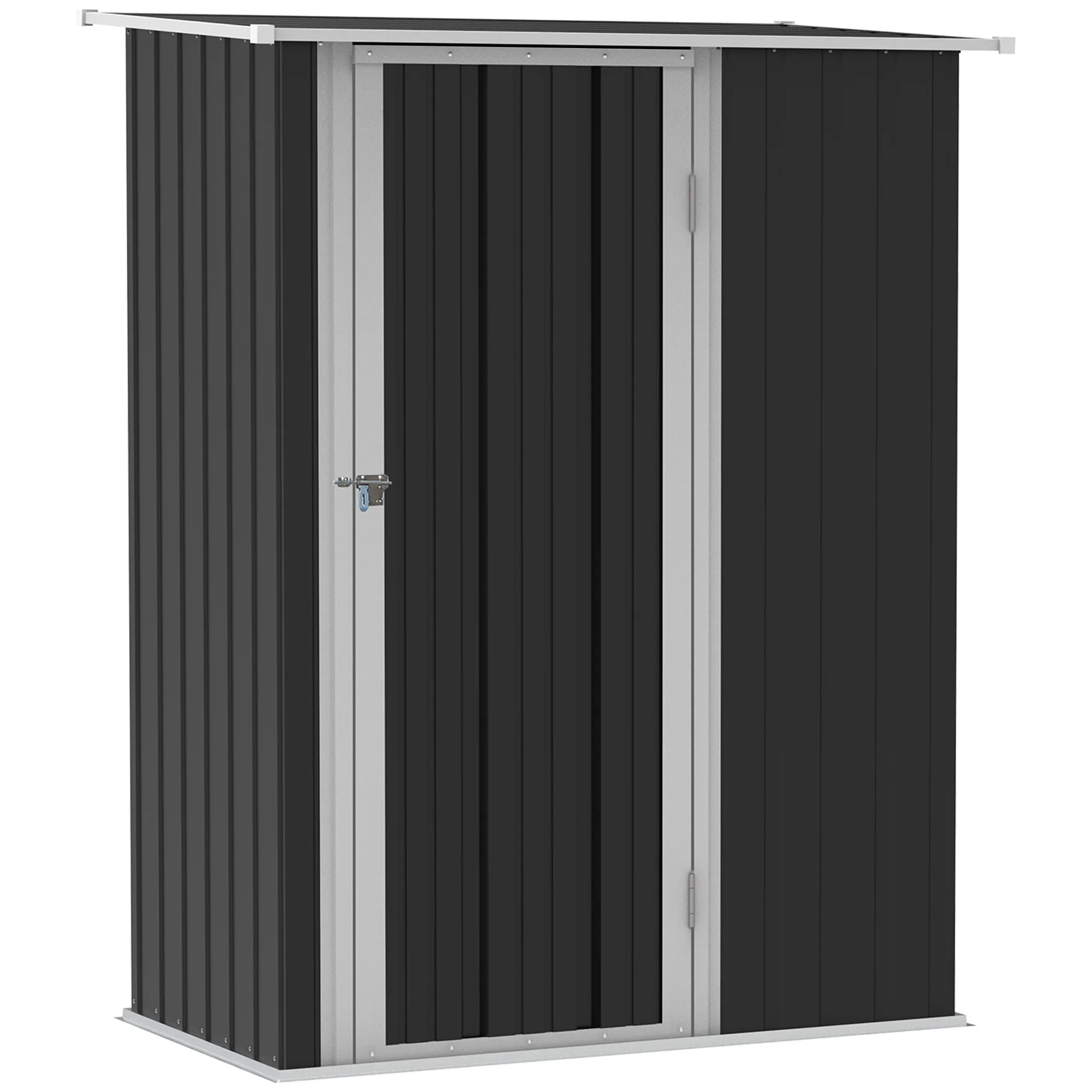 Outsunny Caseta de Jardín 1,07 m² 142x86x189 cm Cobertizo Exterior de Acero Galvanizado Puerta Cerradura y Orificios de Drenaje