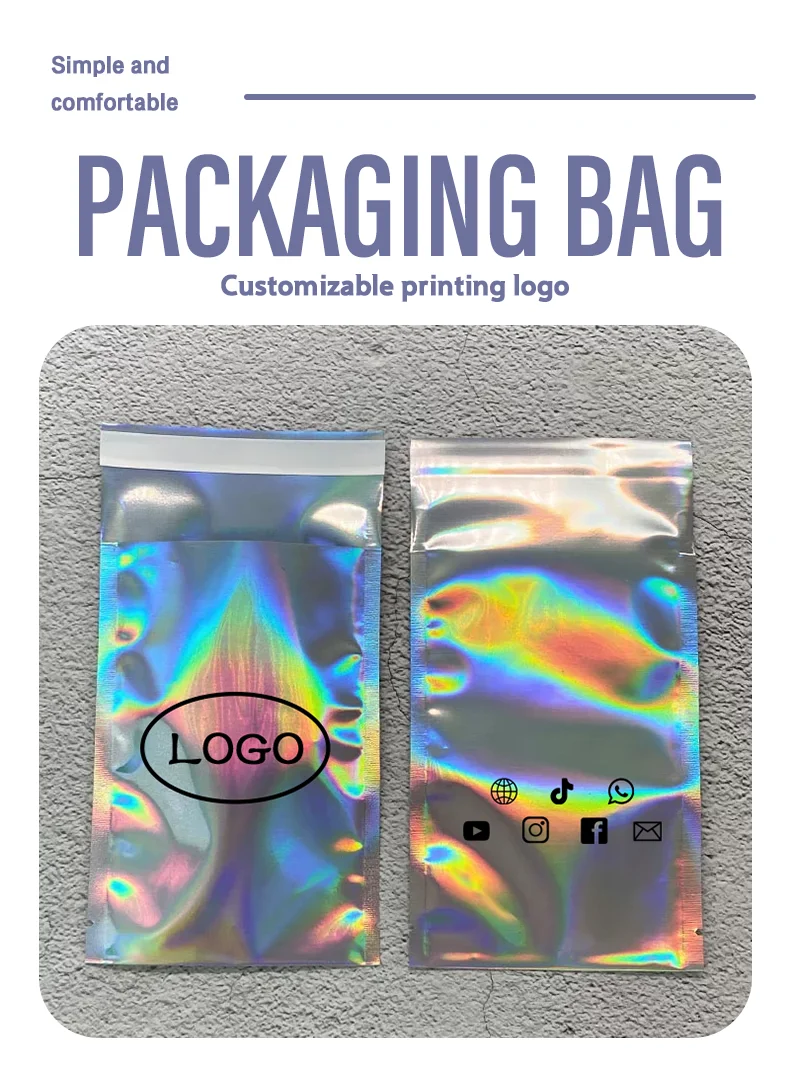 100 Stück Laser-Express-Beutel, Bunte Versandtaschen mit Aufschrift, Kleidungsverpackungsbeutel, Unterstützung für individuelles Logo – Detail 1