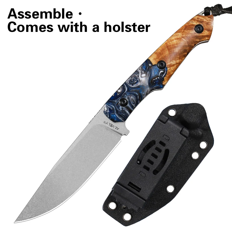 Handgefertigtes DC53-Messer mit feststehender Klinge, Herren-Alltagsmesser (EDC), K-Style-Scheide, Messer für Outdoor-Camping und Überlebensanwendungen.