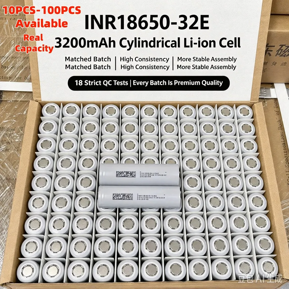10-100PCS 18650 3200mAh 3.7V Rechargeable Li-ion Battery 32E Power Cell, For Flashlight, Headlamp, Camping Lantern, Power Tools