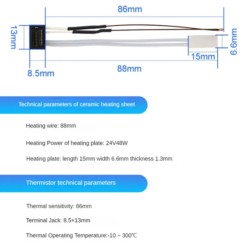 Bambu Lab P1P P1S 서미스터 세라믹 히터, 24V 48W 가열 튜브, 3D 인쇄 서미스터 핫엔드 교체 부품