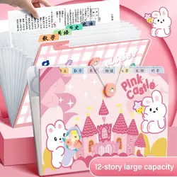 Cartoon A4 8/13 Pockets File Folder Test Paper Storage Folder Waterproof File Organizer Classified Large Capacity Portfolio