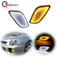 Switchback-indicador lateral delantero LED, luz de señal de giro con luces de conducción DRL blancas para Subaru Impreza RS TS WRX, 2002-2003
