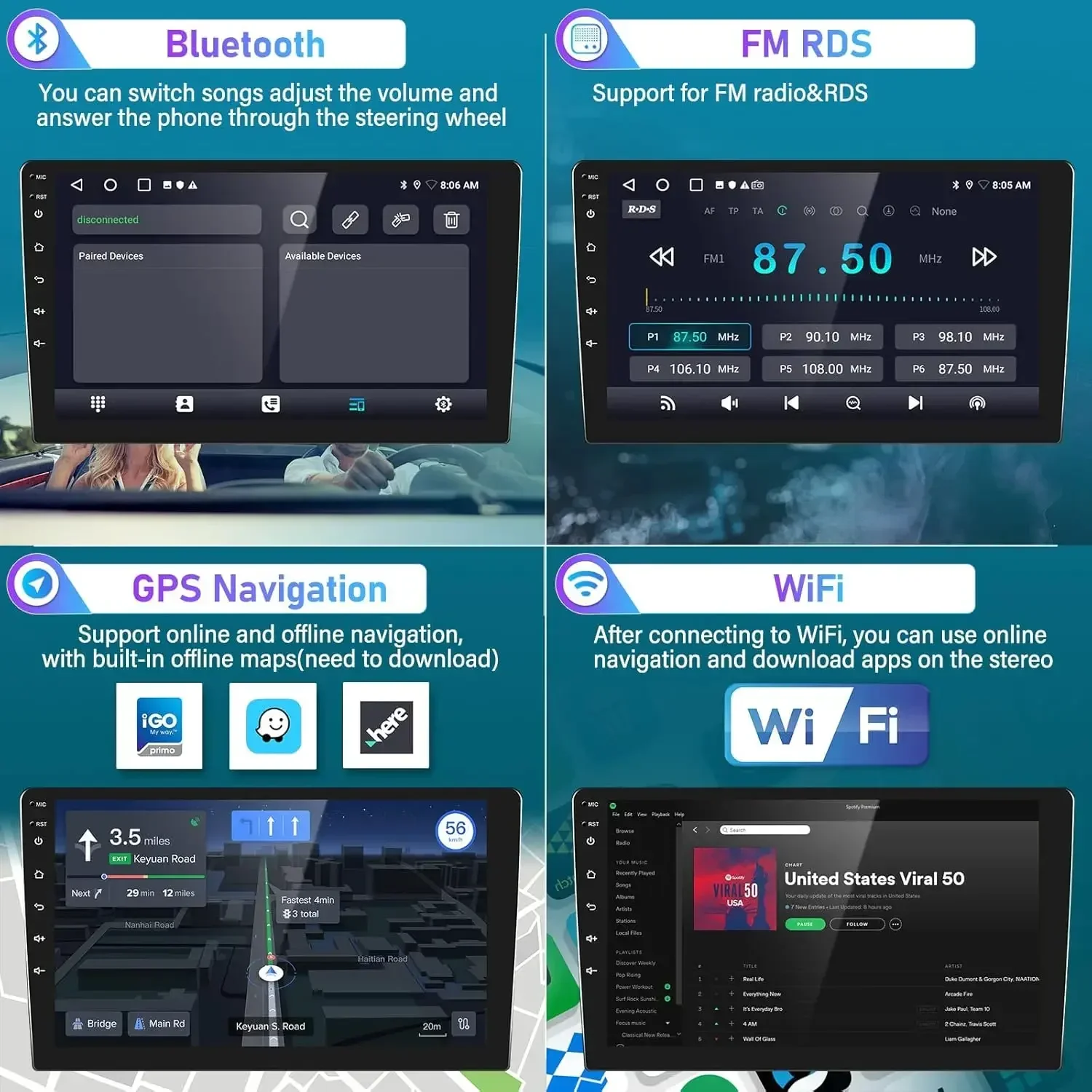 Para 2016-2020 Honda Civic Android 13 Navegação no carro de 9 polegadas - Inclui CarPlay Android Auto/4 + 64GB AHD Câmera + Microfone
