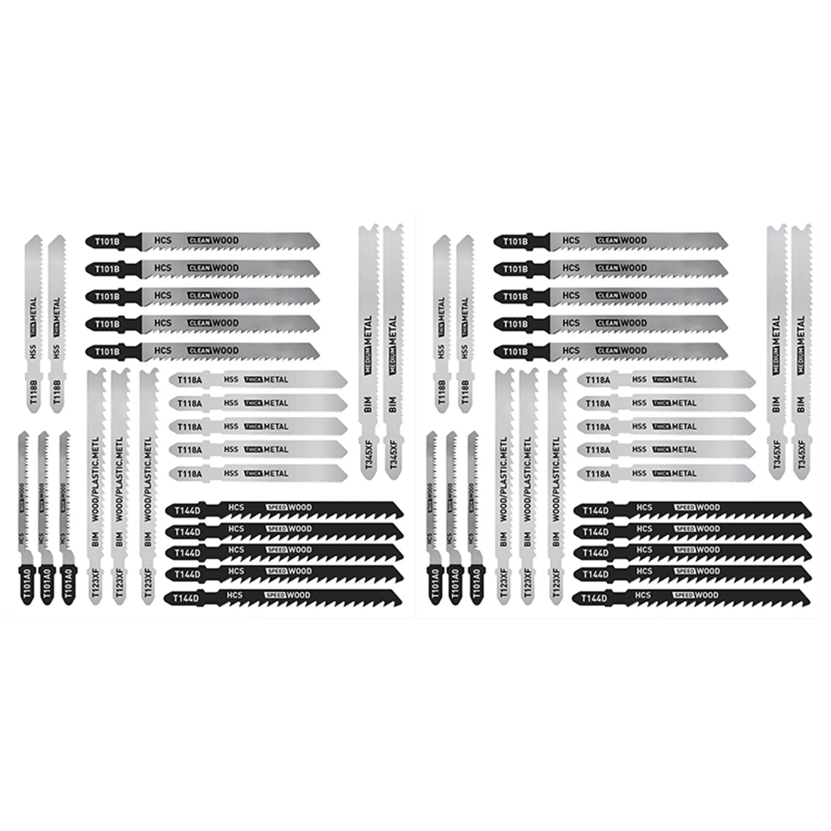 

Premium-50 Pcs T Shank Jig Saw Blade Set, T-Shank Blades For Wood, Plastic And Metal Cutting