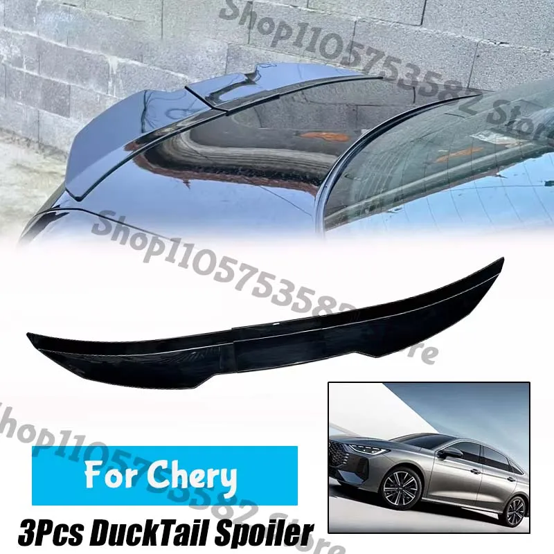 3Pcs Ducktail High Kick Trunk Spoiler For Chery Universal Rear Boot Wing For Multi Models Car