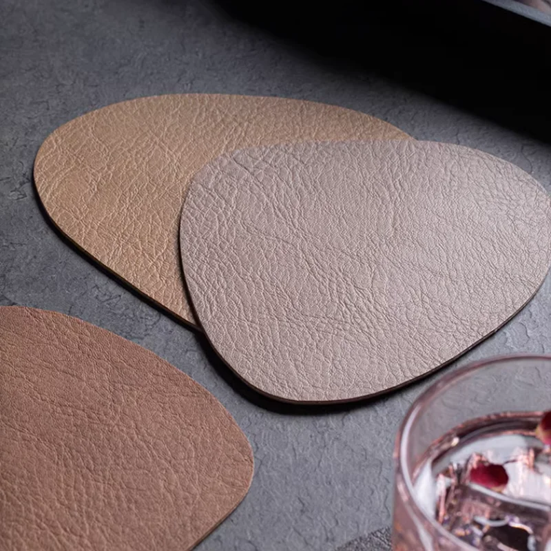 Classic Leather Coaster Nordic Style INS Leather Tea Coaster Hotel Furniture Irregular Waterproof Insulation Pad