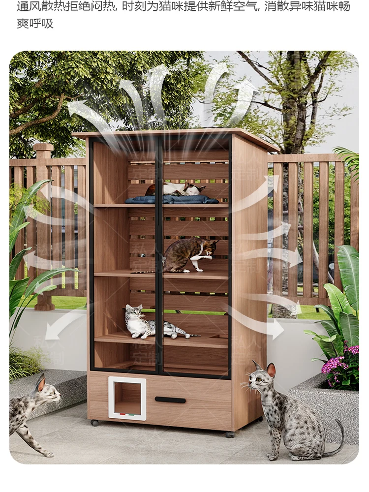 

XL Outdoor All-Aluminum Alloy Cat Villa Rainproof Sunproof Outdoor Cat Large Space Toilet Integrated Cat Cabinet