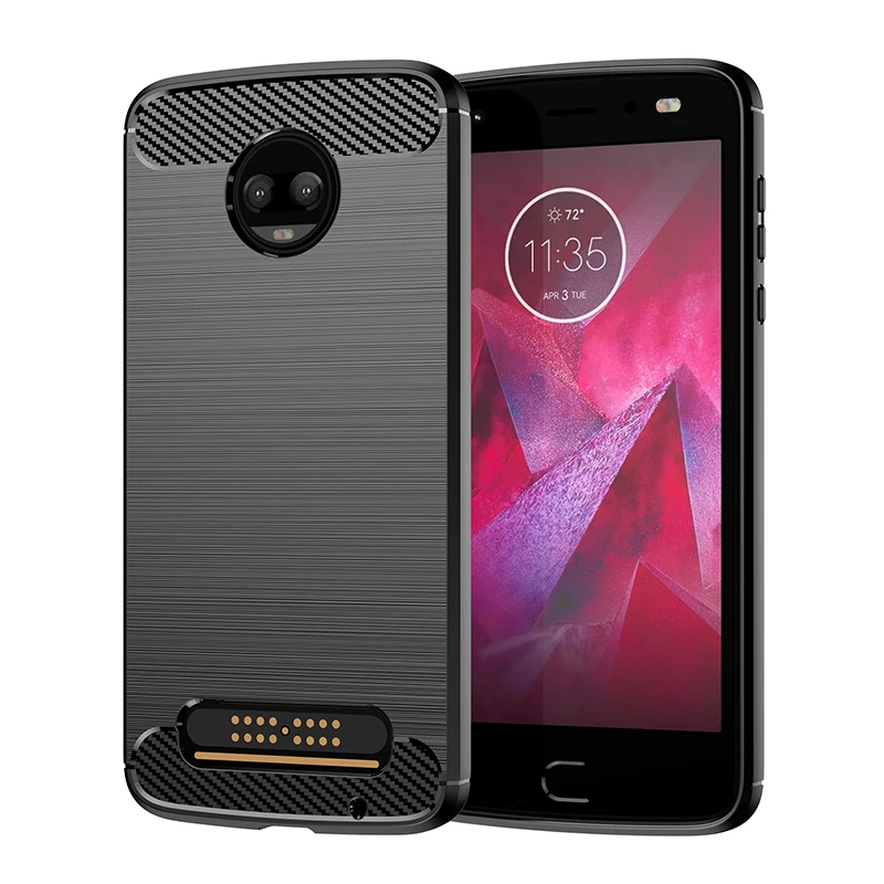 Silicone Case for Moto Z2 Shockproof Carbon Fiber Phone Cover For moto Z 2018 Z2 Force Soft Matte Cases