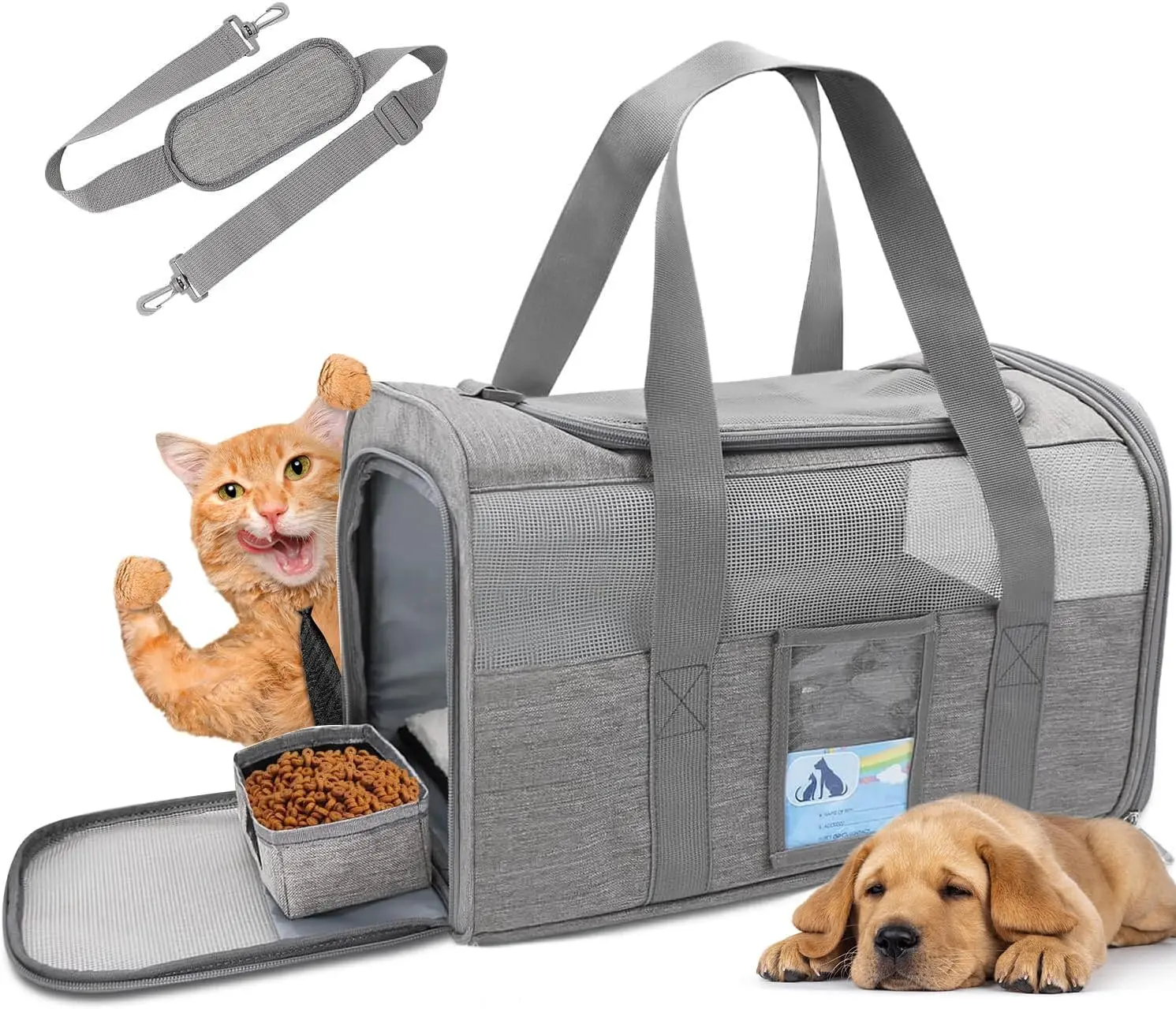 

Refrze Cat Carrier,Dog Carriers for Small Dogs Medium Cats Pet Carrier up to 15 Lbs, TSA Airline Approved Cat Carrier Soft