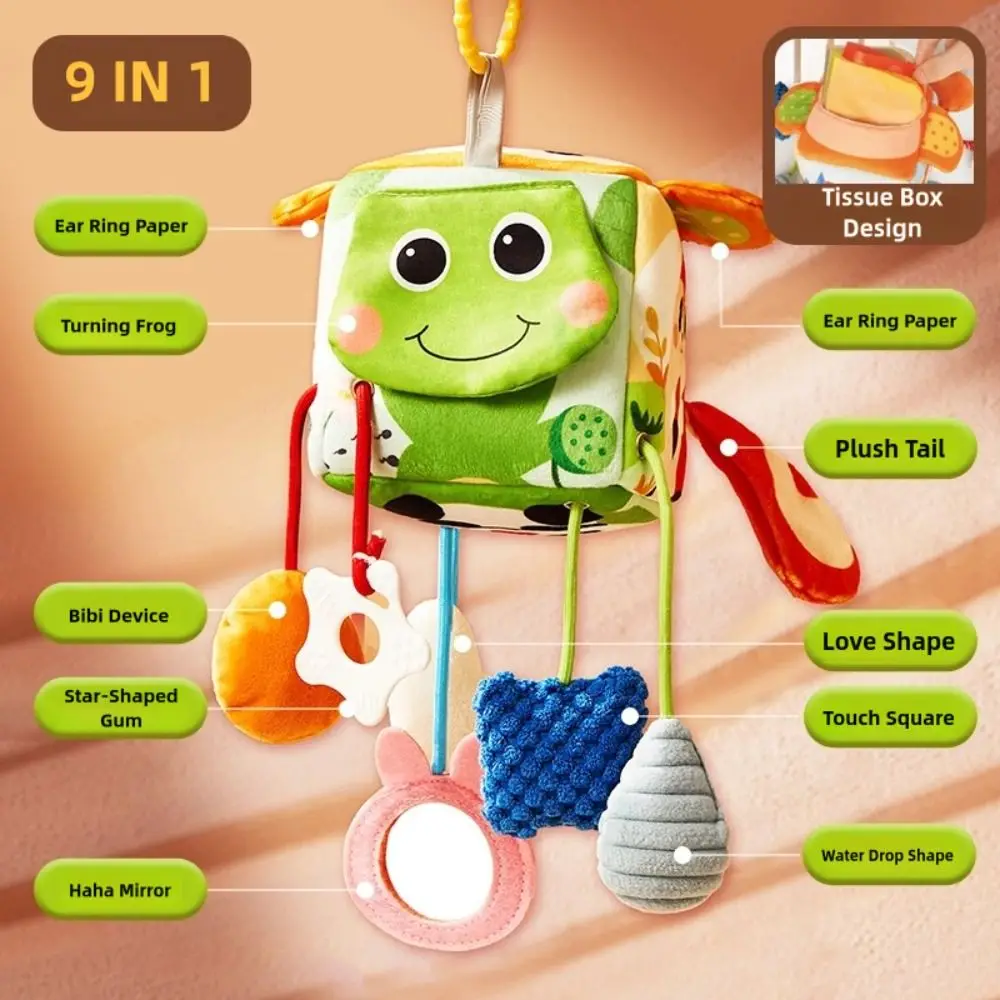 Creative Baby Animal Rattles Crab-shaped Distorting Mirror Stuffed Sensory Visual Development Teether Baby Pull String