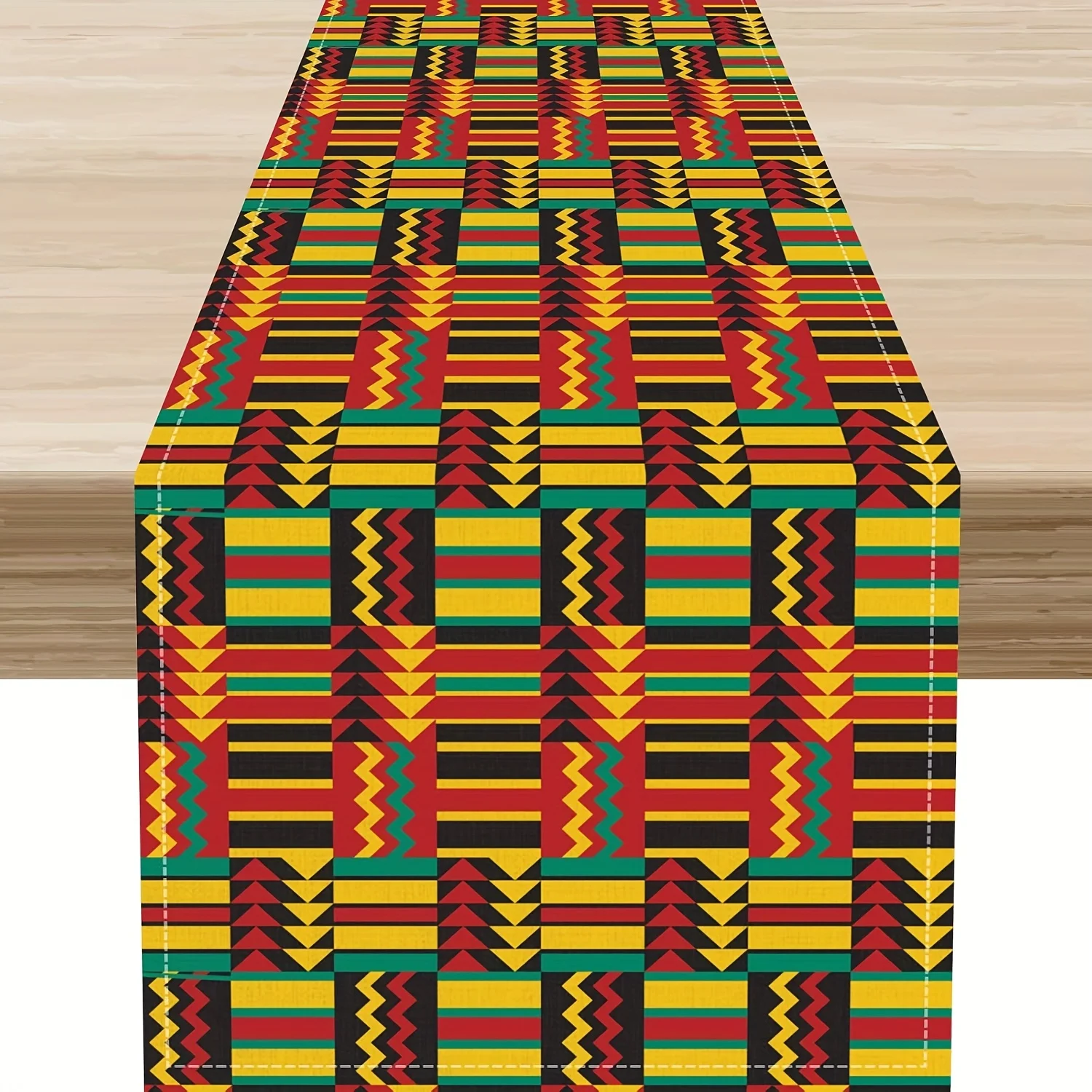 

Льняная африканская дорожка на стол - декор для кухни и столовой в стиле Black History Month и Кванзана, для использования в помещении и на улице