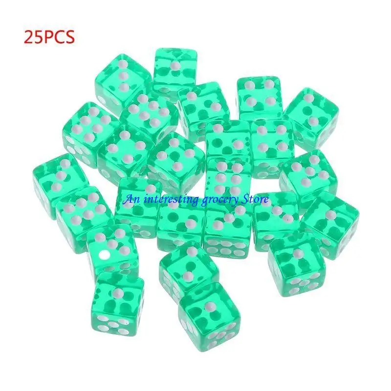 

652D 25 Pcs/Set New Party Game 12 Square Transparent Dices Colorful Club for Pla