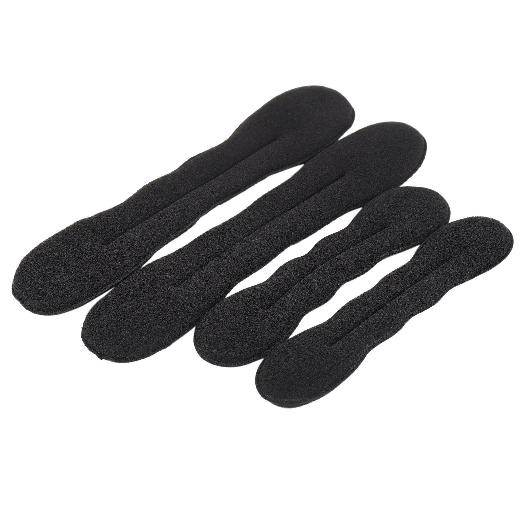 Magic Bun Maker (2 Small, 2 Large) Foam Sponge Bun Shaper Hair Accessories (Black)