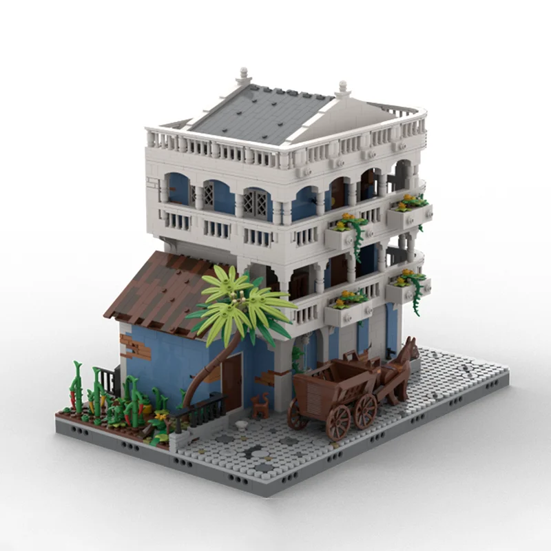 القراصنة القلعة نموذج Moc بناء الطوب وحدات القراصنة الفرنسية فندق البيت التكنولوجيا كتل عيد الميلاد لتقوم بها بنفسك لعبة هدية البناء #4