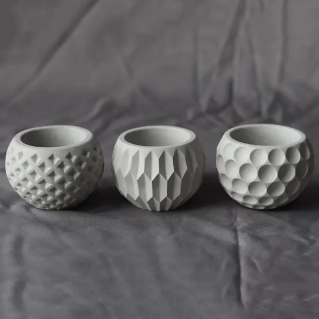 Mini Concrete Succulent Pot Aromatherapy Gypsum Silicone Mold Plaster Candle Cup Mould Wave Point Storage Jar Mold