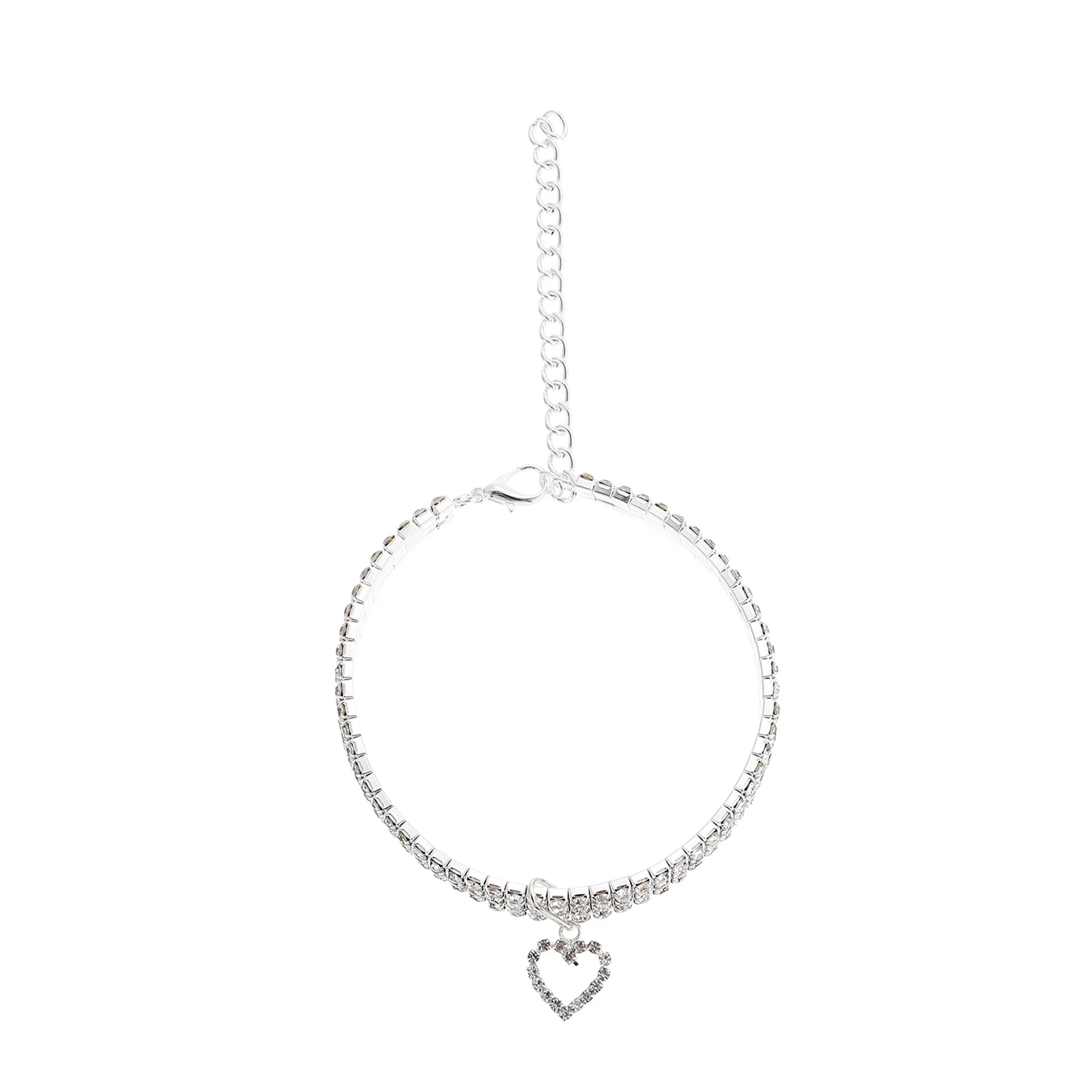 

Pet Collar Dog Puppy Rhinestone Neck Tie Heart Pendant Durable Adjustable Chain Dog Collar For Small Medium Dogs Pet