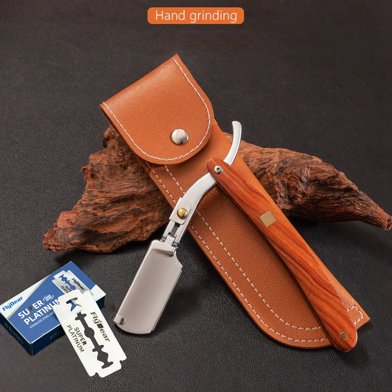 New  Straight Razors for Men Natural Wood Handle Fit Double Edge Blades Professional and Close Shaving Barber Razor
