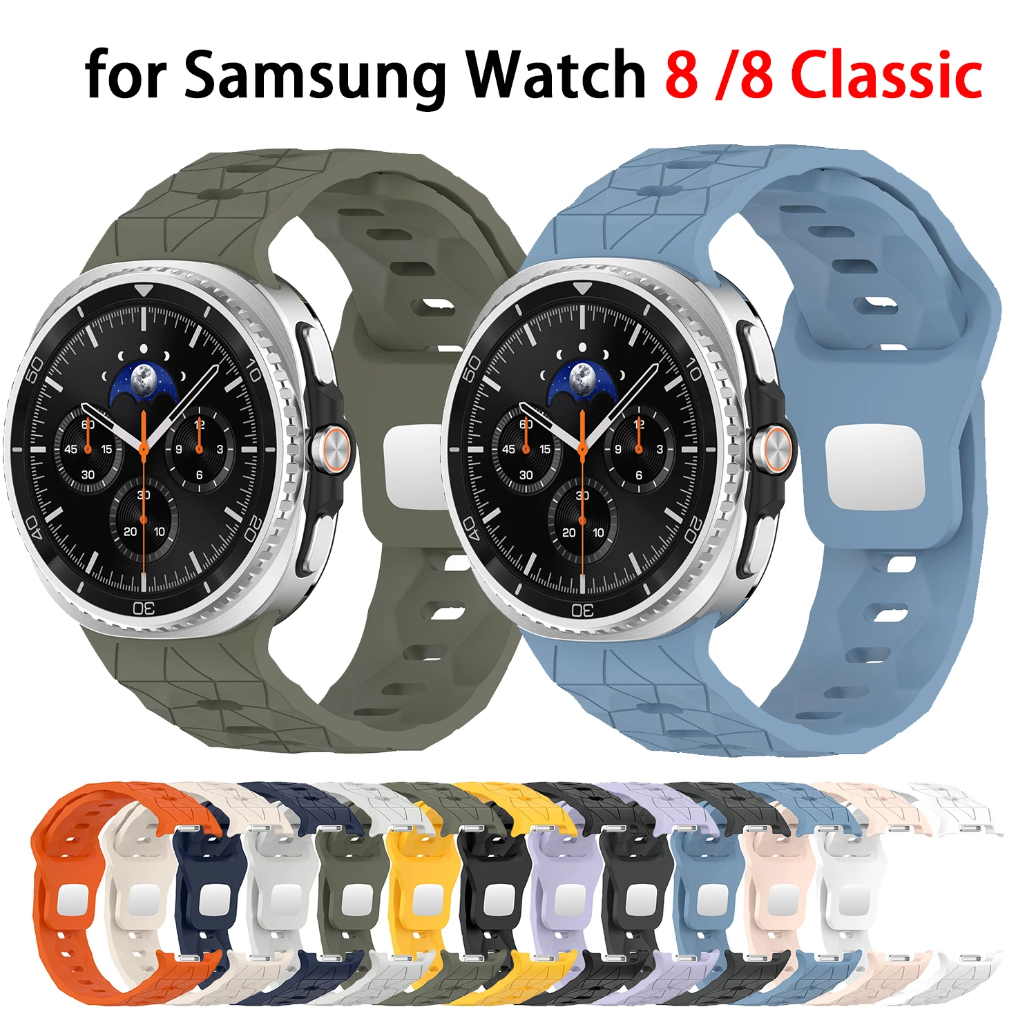 Sport-Silikonarmband für Samsung Galaxy Watch 8 44 mm 40 mm Armband für Galaxy Watch 8 Classic 46 mm Fußballmuster-Armband