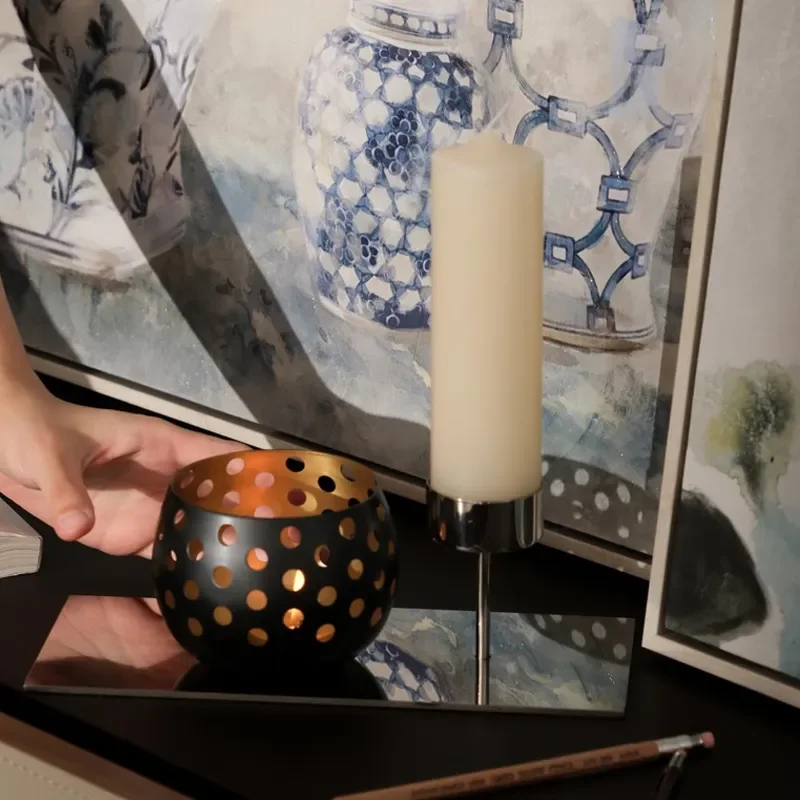 Modern Metal Candlestick Holder Luxury Creative Home Decor for Living Room Dining Table Entrance Ornament High End Interior