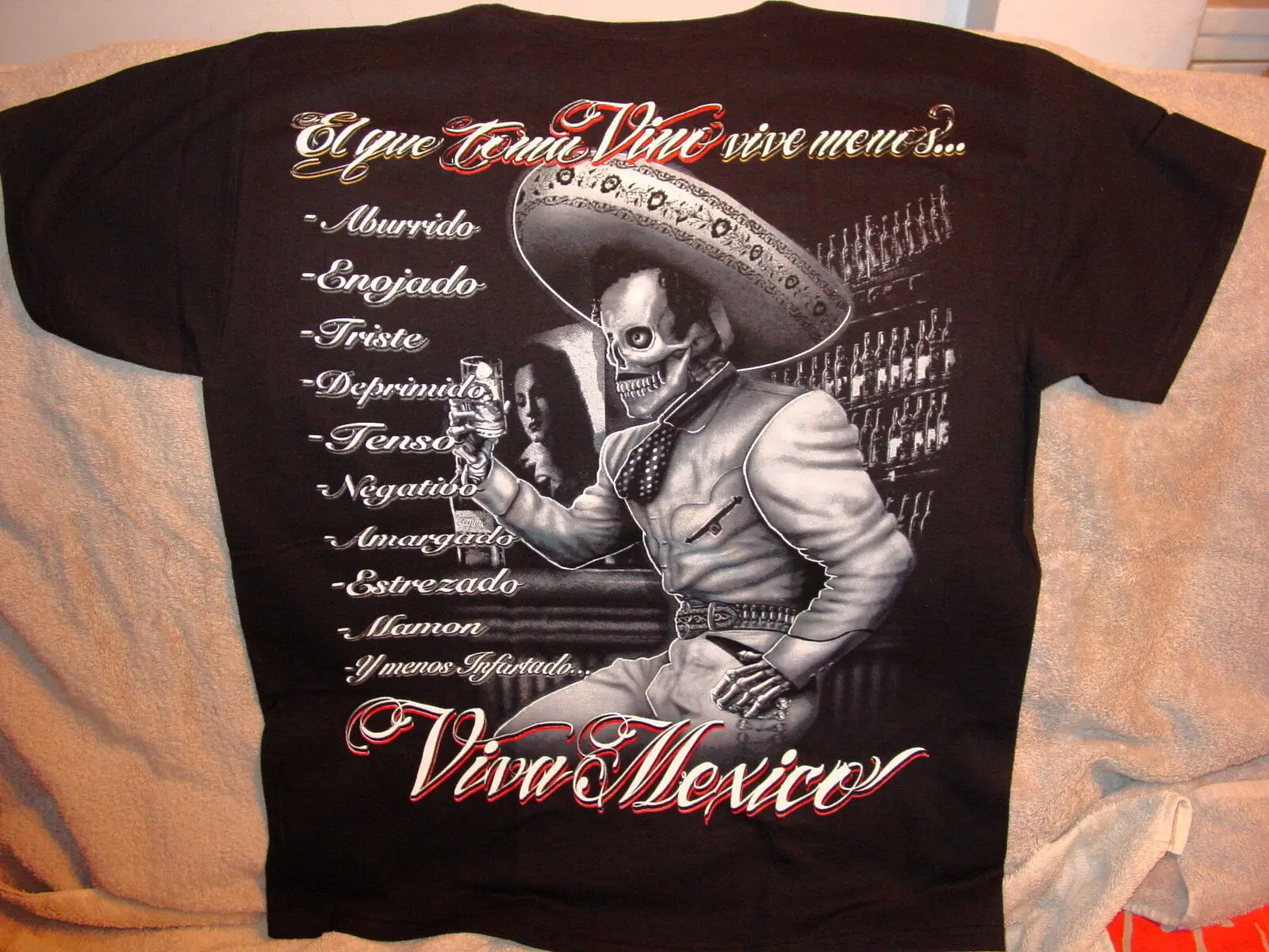 VIVA MEXICO SKELETON DRINKING T-SHIRT