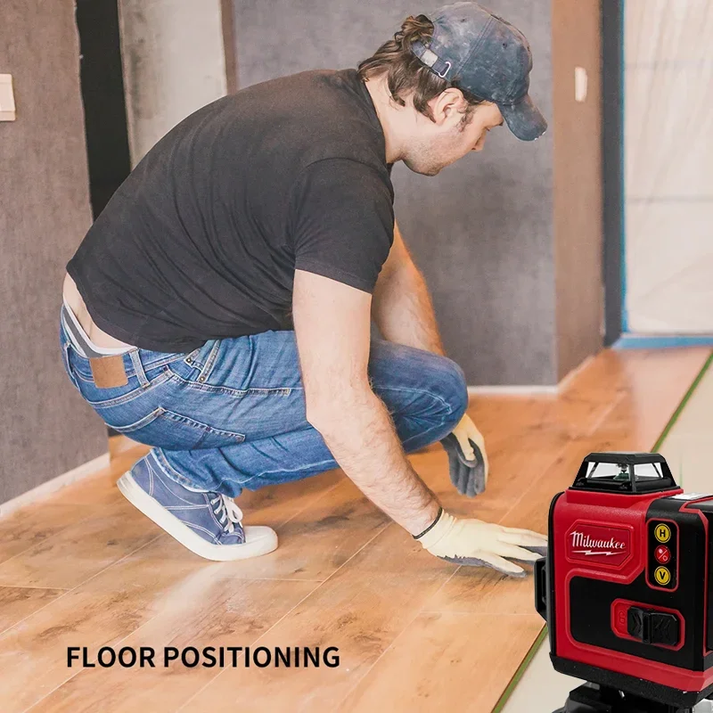 ميلووكي مستوى الليزر الأخضر 16 خطًا 4D التسوية الذاتية 360 شعاع مستوى الليزر الأفقي والرأسي فائق القوة.