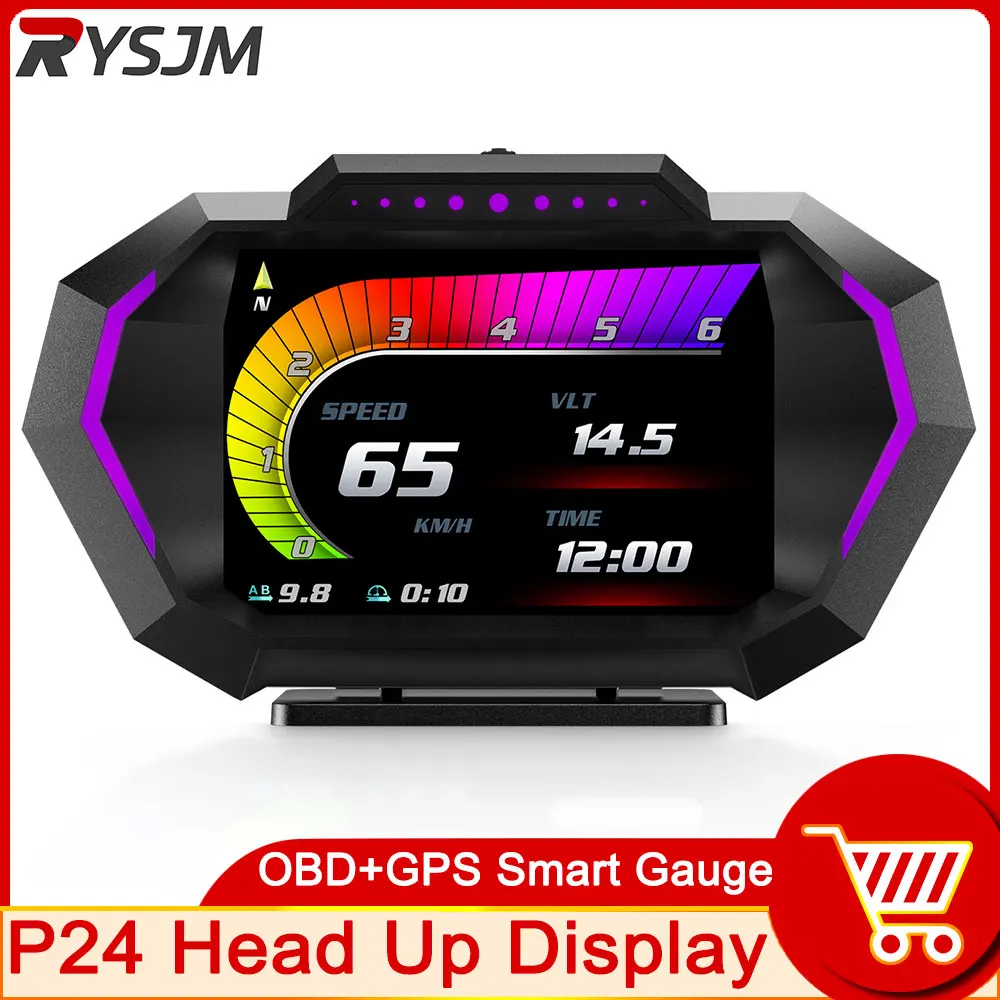 

Speedometer OBD GPS HUD P24 Digital Dashboard Odometer RPM Meter Head Up Display Water Temp Meter Turbo Odometer Voltage