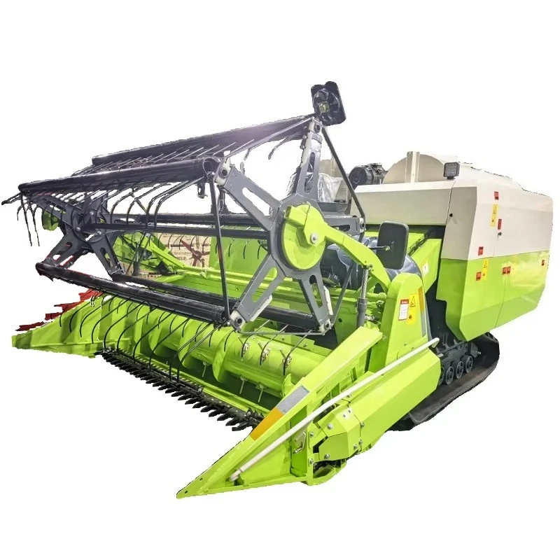 Tracked Grain Combine Harvester Intelligent Anti-Jam Sensor Automatically Adjusts Feed Speed To Avoid Crop Blockage Issues