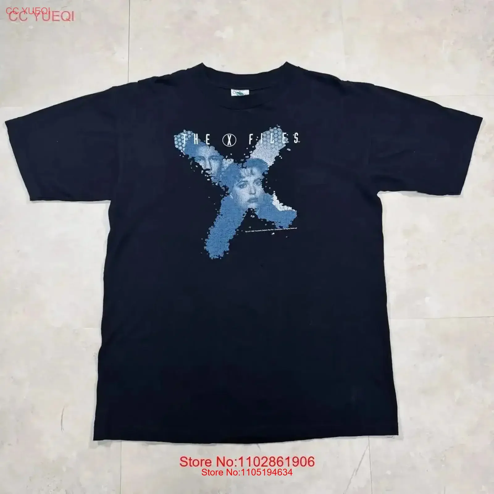 90s THE X FILES Vintage Print T shirt Black L Washed Breathable Versatile graphic fashion homme Stylish Stretched vintage
