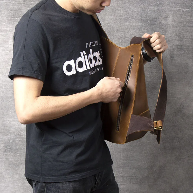 S.WORKER Vintage Stilvoller Rucksack aus Rindsleder, Originaldesign, Echtleder-Verpackung, Individueller Käfer-Rucksack, Umhängetasche – Detail 6
