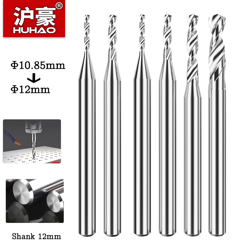 

HUHAO 12MM Shank Solid Carbide Drill Bit Tungsten Steel Drill Fixed Handle Metal Precise Drill Twists Tool Processing Aluminum