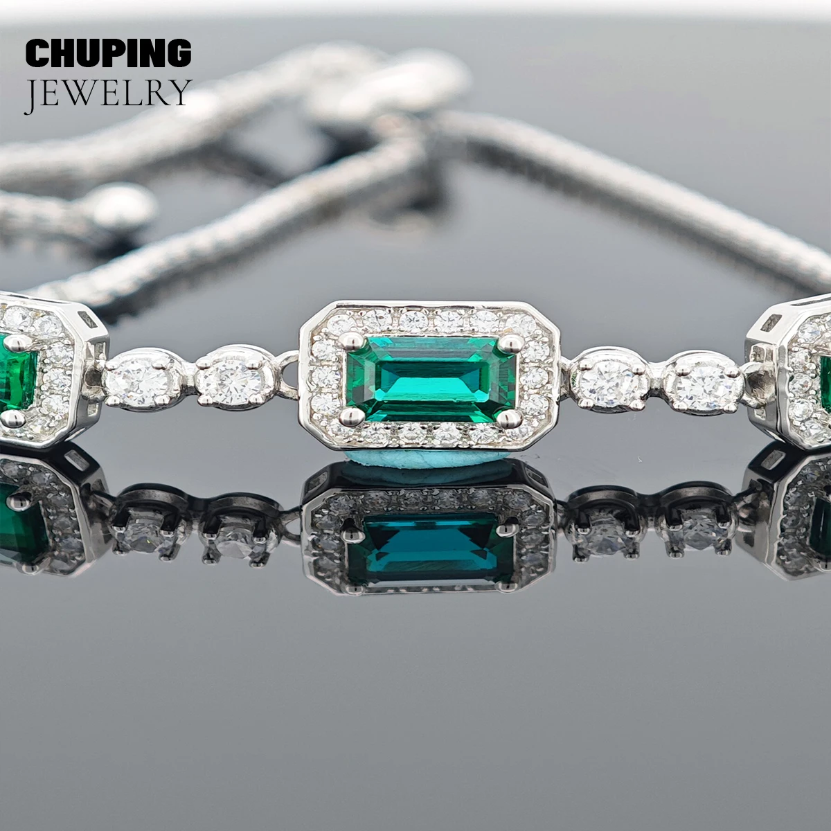 ChuPing Lab Ruby Lab Emerald S925 سوار فضي هدية للذكرى السنوية للنساء حفلة كلاسيكية عيد الحب أو هدية عيد ميلاد