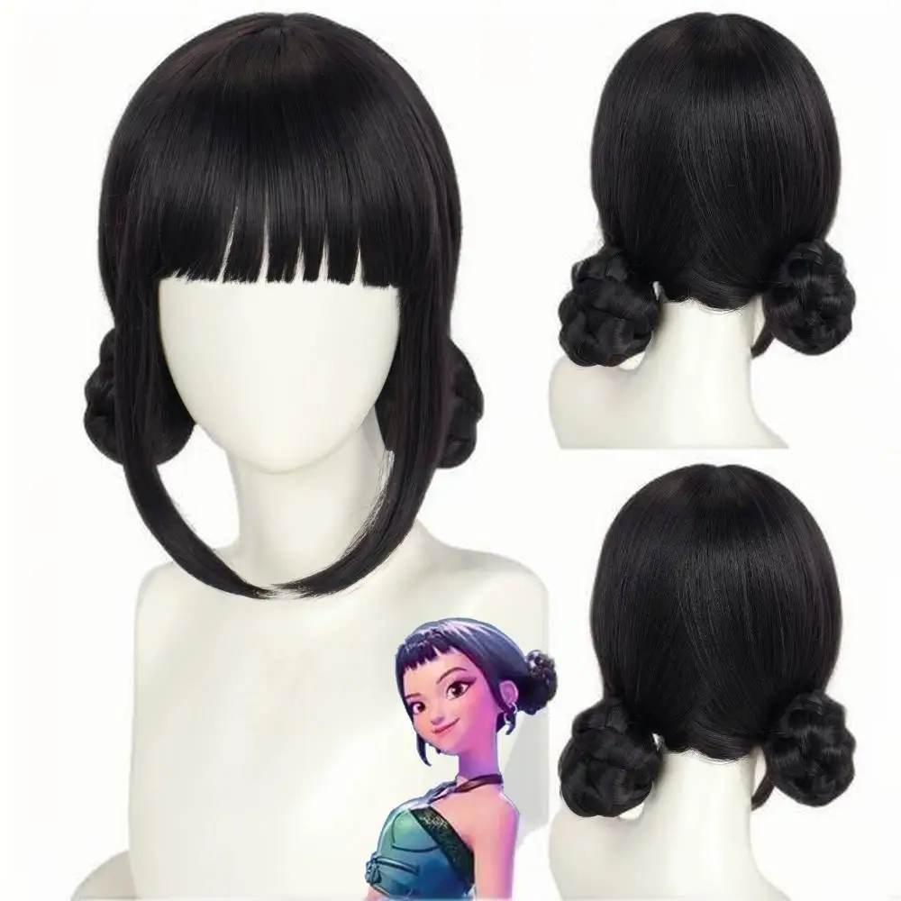 SKPOP Hunter Witch Zoey Black Straight Fringe Wig for Cosplay
