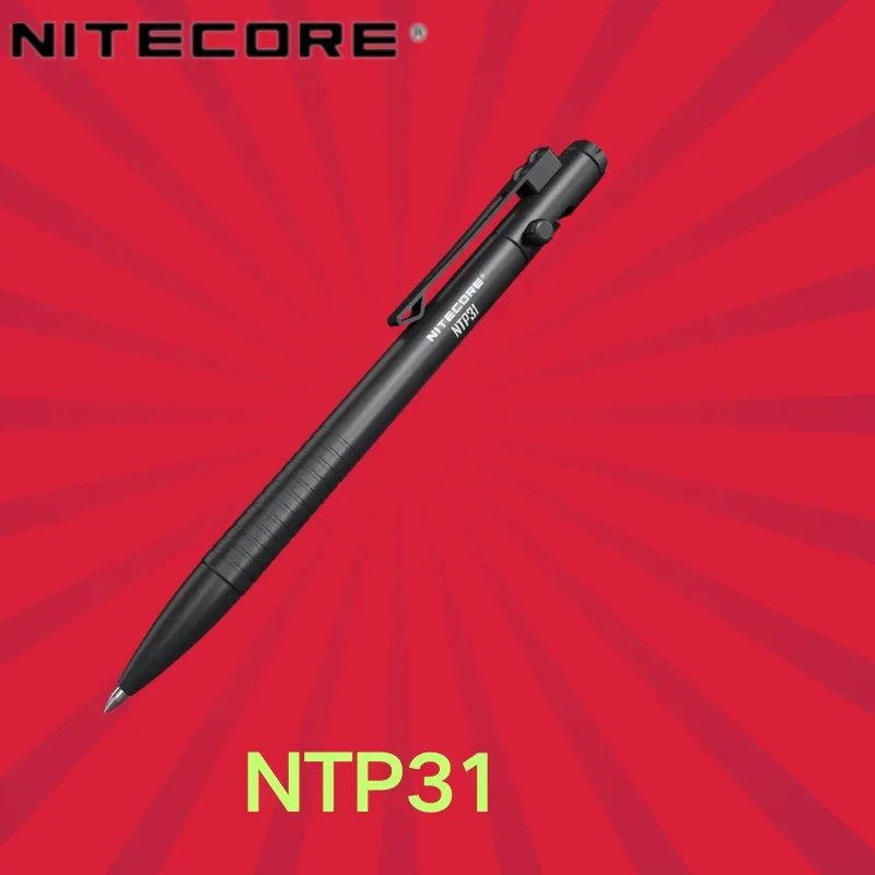 Penna tattica Nitecore NTP31 per rottura del vetro tattico di autodifesa e scrittura quotidiana in lega di alluminio con castone in acciaio al