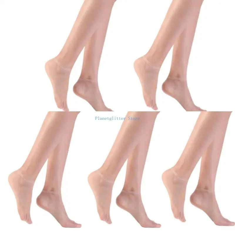652b 5 أزواج من النساء فائقة الجوارب الكاحل رقيقة في الكاحل تنفس الأصفاد الحريرية غير الحريرية جوارب قارب قصير قطع #5