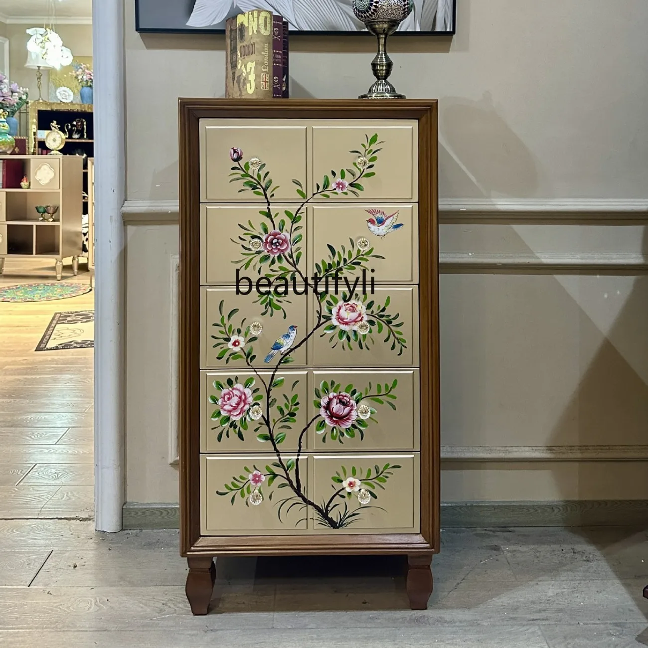 Painted Furniture Five-Drawer Cabinet Storage Organizer Cupboard