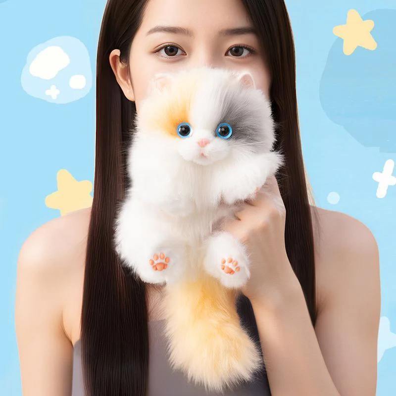 Symulowany wisiorek do torby z pluszową lalką w kształcie kota z trzema kwiatami, brelok dla par, zawieszka do plecaka, prezent na urodziny lub święta.