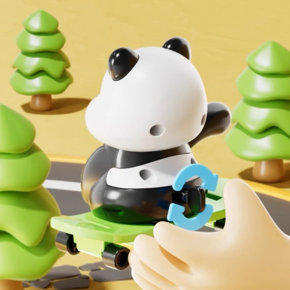 Novità Skateboarding Azione Carica Giocattolo Corda per Saltare Azione Sport in Plastica Panda Ornamento Giocattolo Meccanico per Bambini