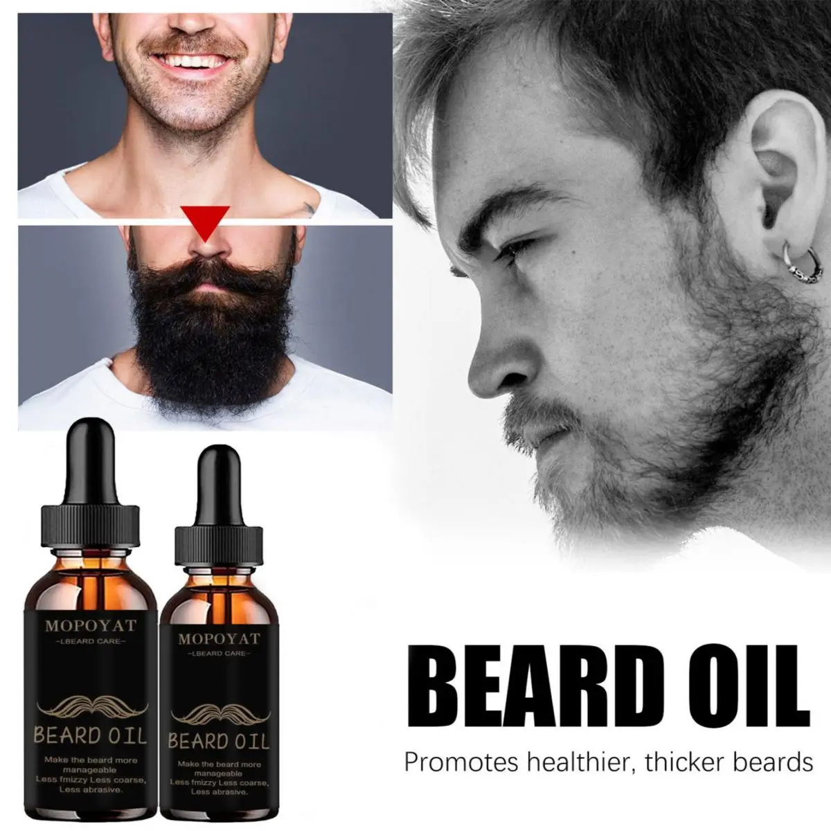 Growth Beard Oil Grow Beard Thicker & More Full Thicken Hair Beard Oil For Men Beard Grooming Treatment Beard Care