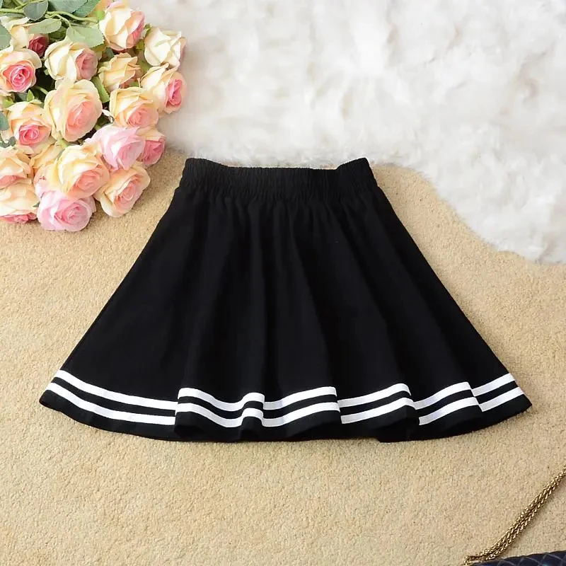 

Корейская полосатая юбка в консервативном стиле, женская милая белая плиссированная драпированная юбка с высокой талией, пышная юбка весна-лето Harajuku Y2K, японская юбка Jk