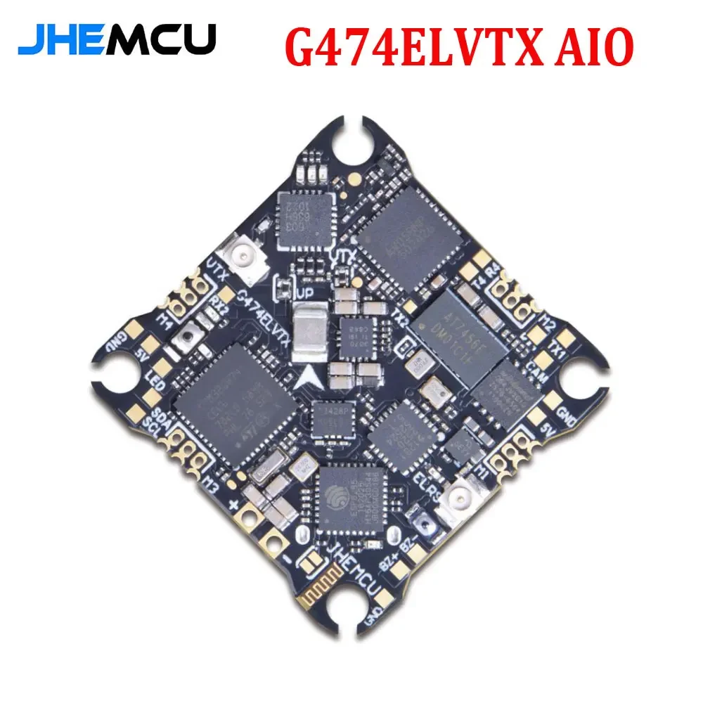 JHEMCU G474ELVTX AIO Flight Controller with ICM42688-P OSD 5V/1.5A BEC ELRS 2.4G Receiver 5.8G VTX 12A ESC for RC FPV Drone
