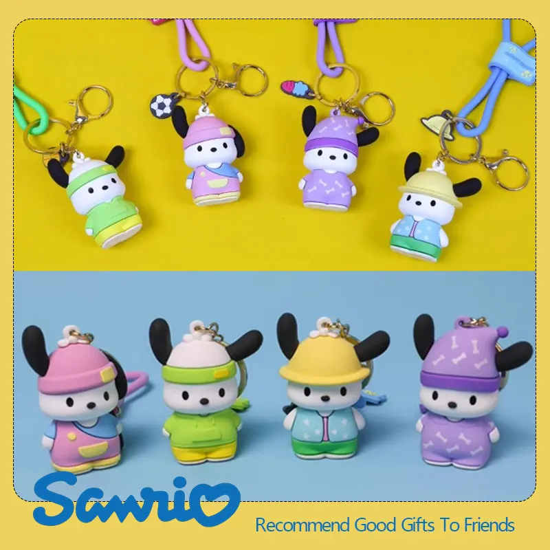 Tierfiguren Sanrio Schlüssel bund Pochacco Kawaii Puppen tasche Rucksack Anhänger Ornamente Spielzeug Schlüssel ring Action figur Mädchen Geburtstags geschenke