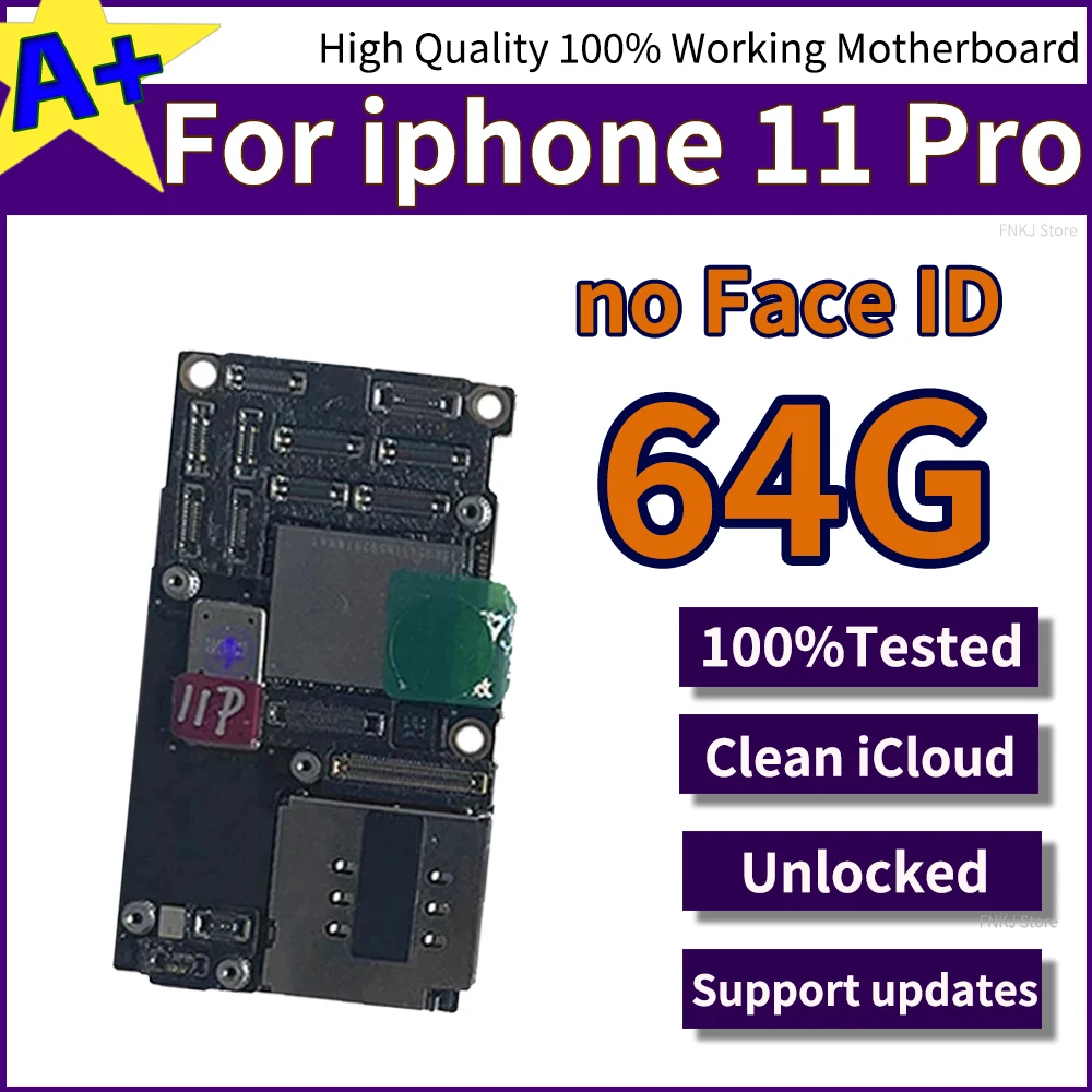 Fully Tested Authentic For iPhone 11 Pro Motherboard Unlocked With Face ID IOS Update 64gb 256gb Free Clean iCloud Logic Board