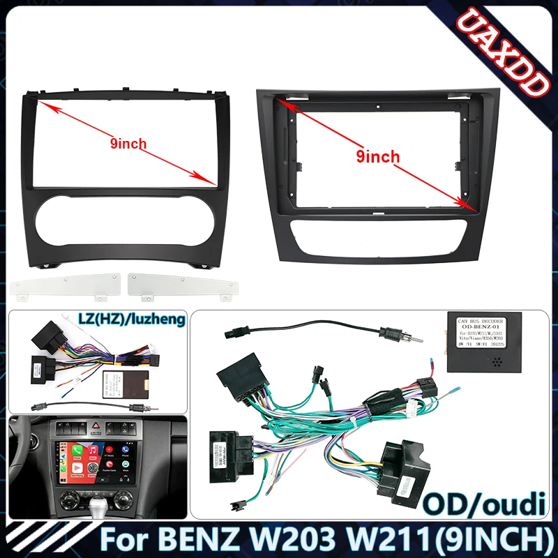 Für 1999-2009 BENZ W203 W211 9 ZOLL DVD Stereo audio bildschirm multimedia video CD-player MP3 MP5 CD kabel Harness rahmen