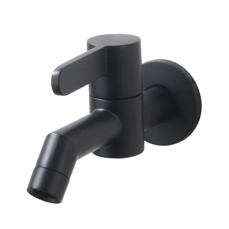 304 Stainless Steel Wall Mounted Kitchen Single Cold Sink Faucet Single Handle Mop Sink Washing Machine Faucet G1/2 Matte Black