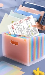 25 Layer Document Holder School Office Paper Storage Rainbow File Organizer Vertical Storage Folder A4 Letter Storage Bag