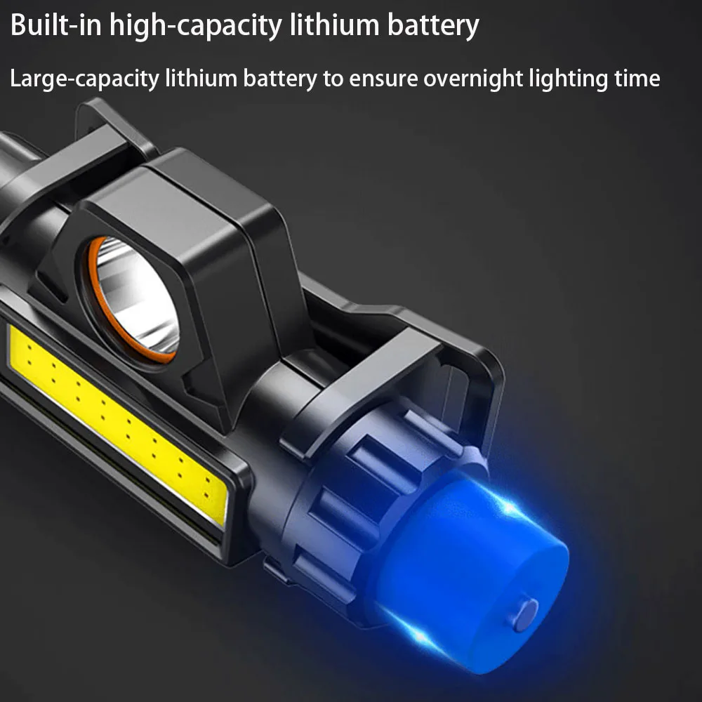 Linterna de cabeza de alta potencia, faro frontal Led recargable por USB + COB, linterna para acampar, pesca nocturna, senderismo